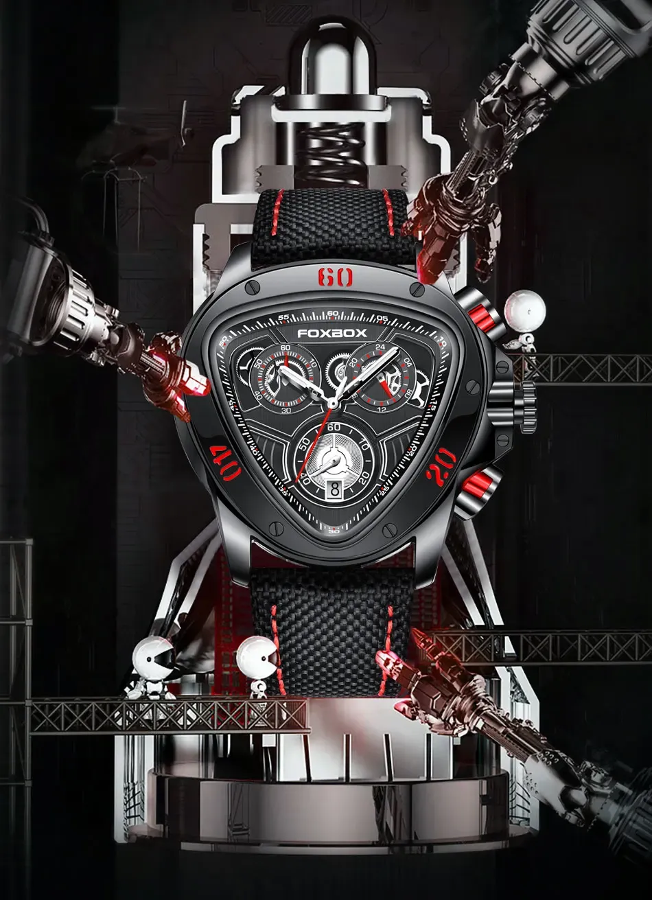 FOXBOX 사각형 밀리터리 감성 쿼츠 스포츠 시계