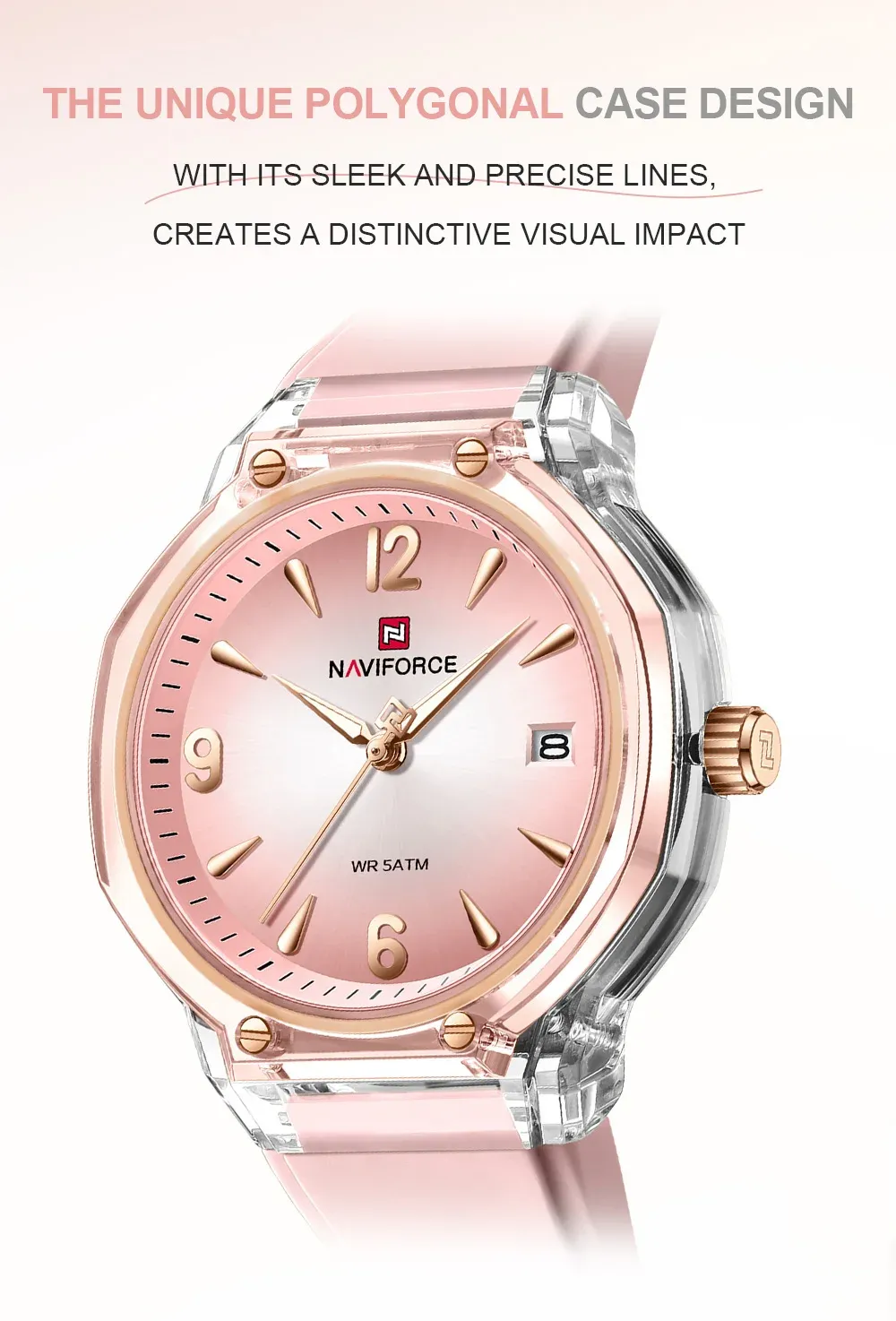 네비포스 여성용 50m 방수 캘린더 야광 쿼츠 시계