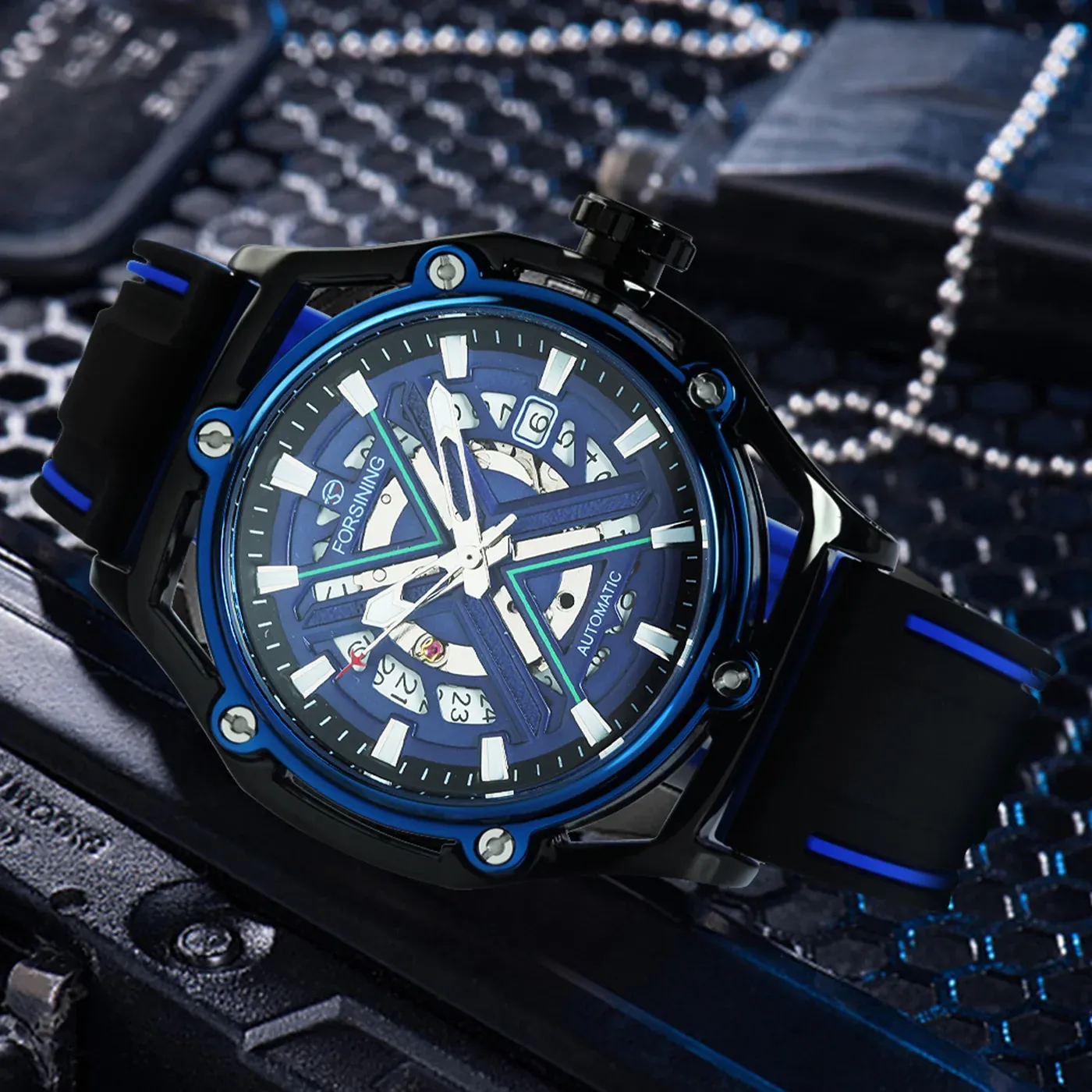 포르시닝 남성용 오토매틱 스켈레톤 스포츠 시계 FSG 280