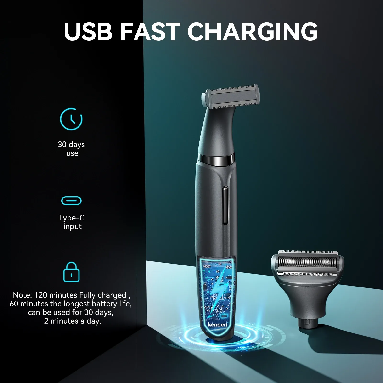 켄센 S1 2in1 남성용 바디·수염 멀티 트리머