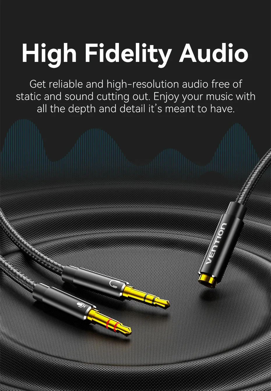 벤션 3.5mm 헤드셋 Y 분배 오디오 어댑터