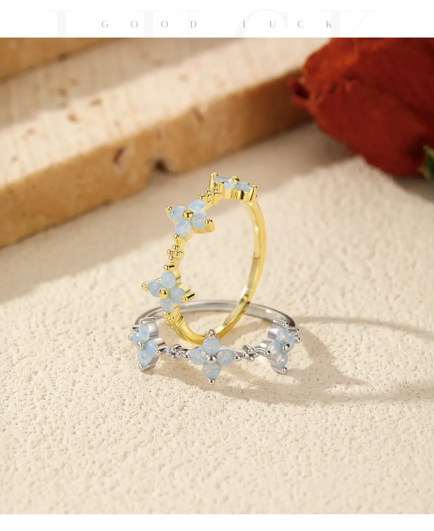 모디안 오팔 네잎클로버 925 실버 데일리 반지