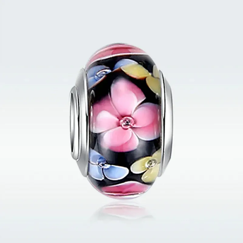 WOSTU 무라노 글라스 크리스탈 플라워 참 비즈