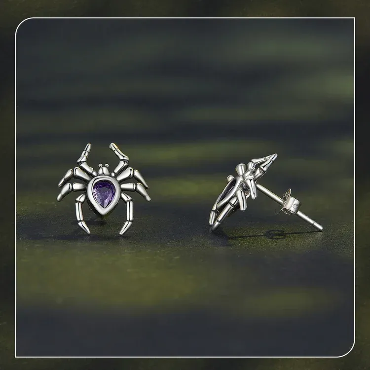 바모어 925 스털링 실버 미니 스파이더 스터드 귀걸이