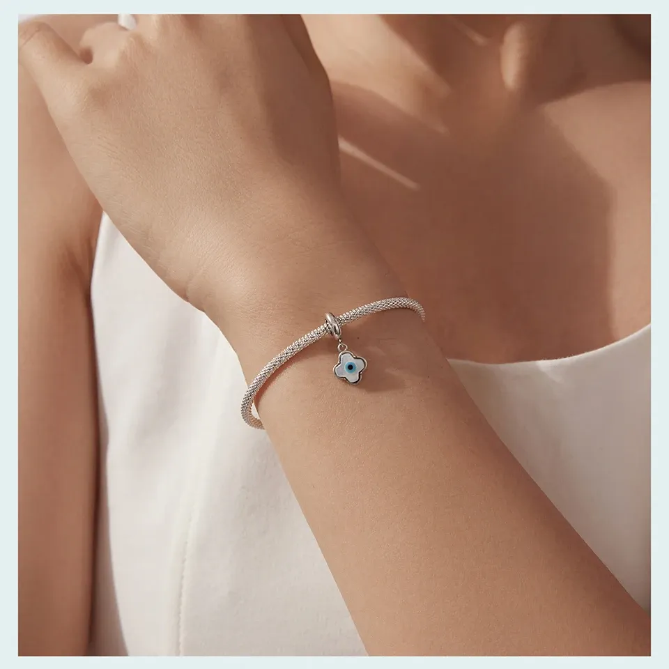 WOSTU 925 실버 소녀와 고양이 하트 참 펜던트