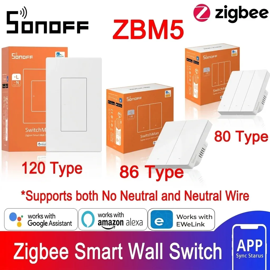 מתג קיר חכם SONOFF ZBM5 לבן