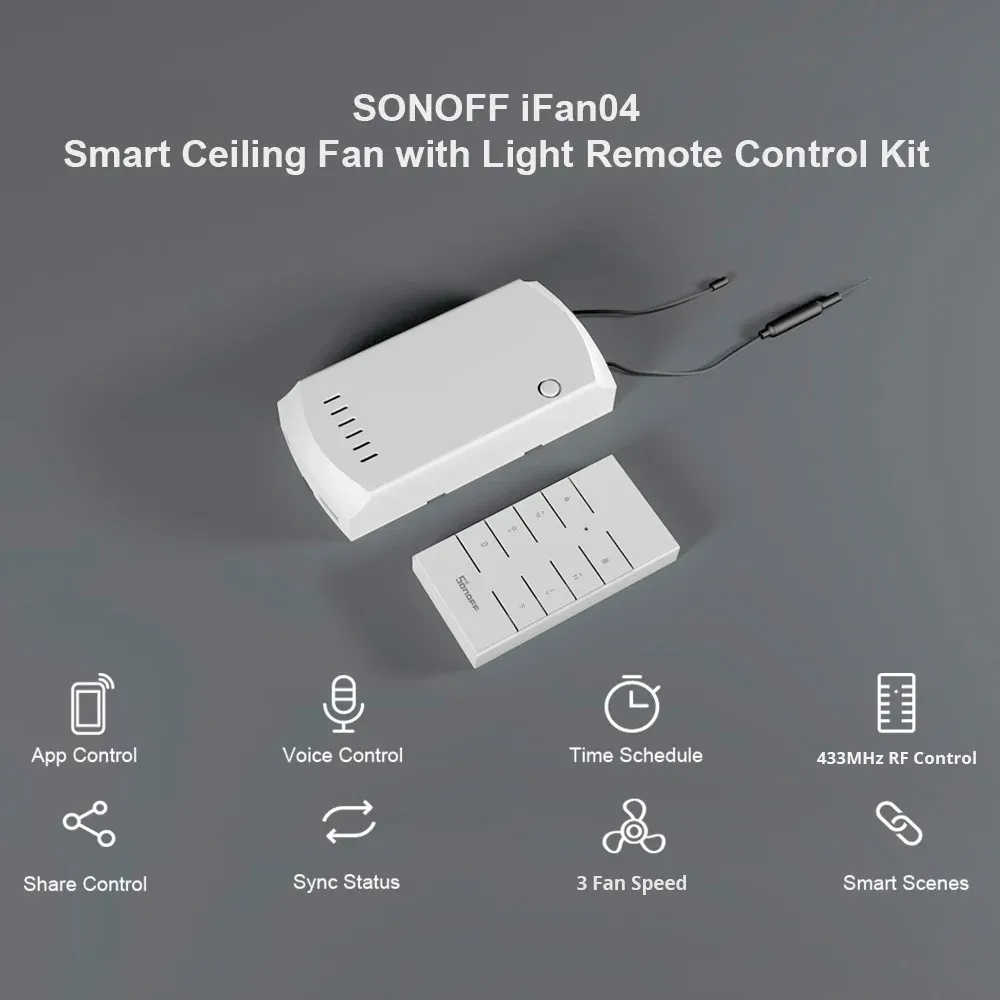 SONOFF IFan-04 천장팬·조명 Wi‑Fi RF433 컨트롤러