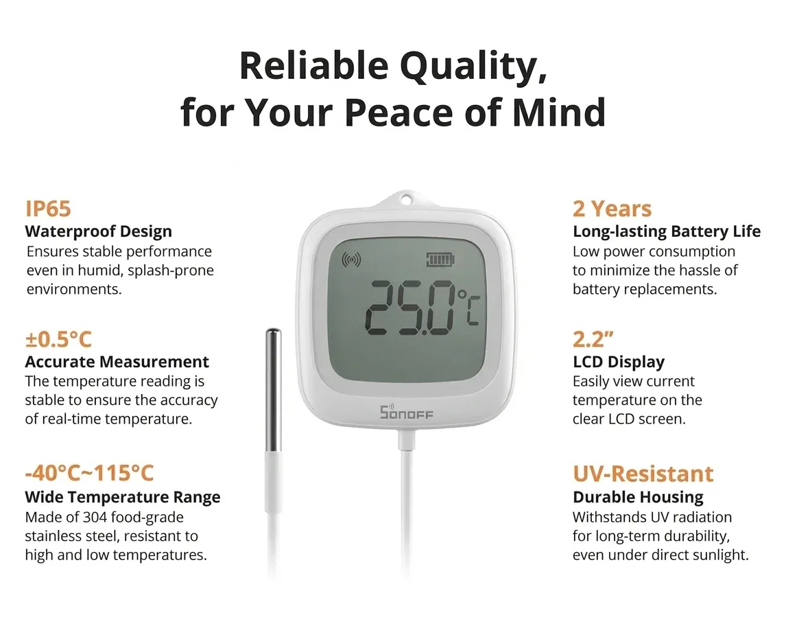 SONOFF LCD 프로브 온도계 화이트 제품