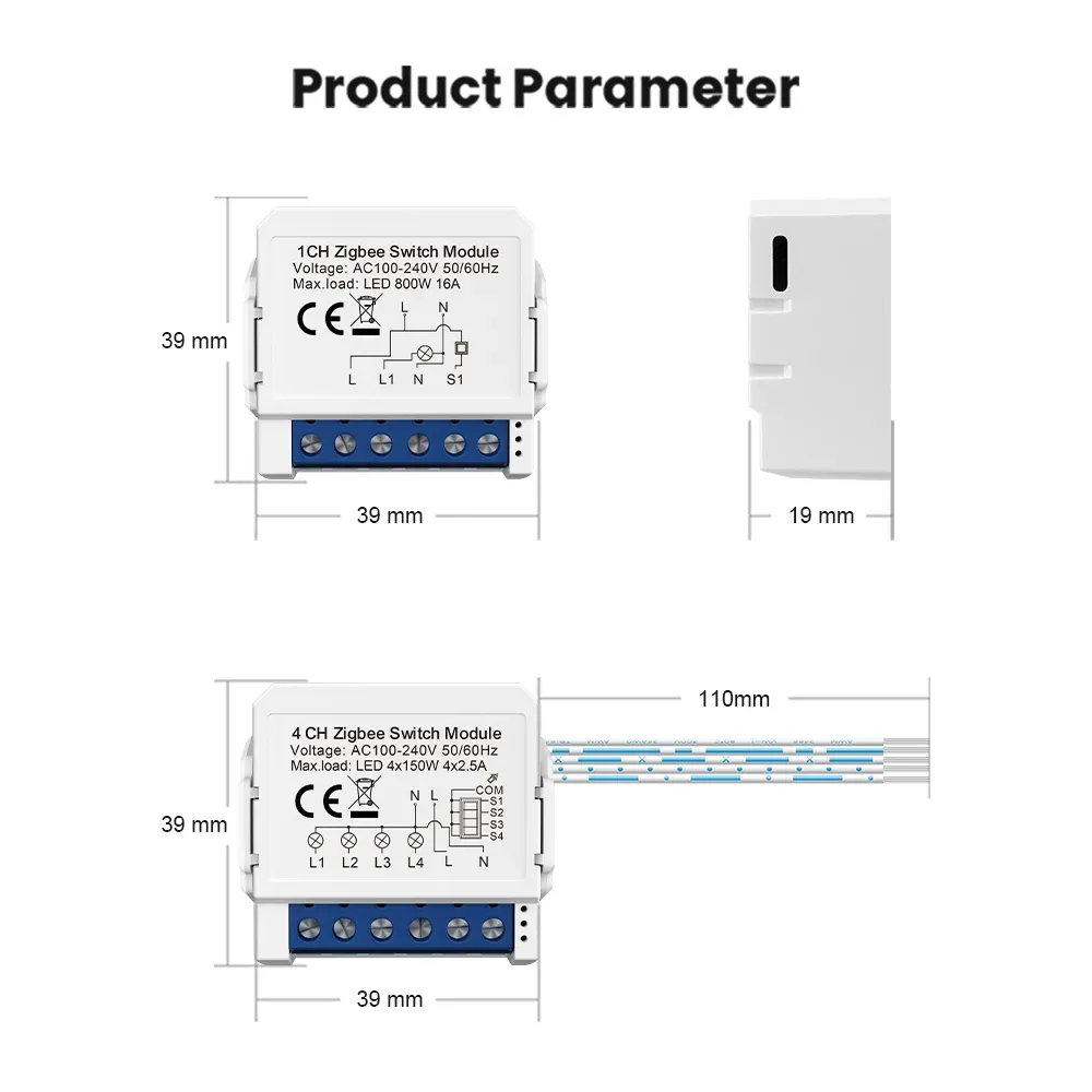 Tuya 호환 WiFi·지그비 미니 스마트 조명 스위치 모듈