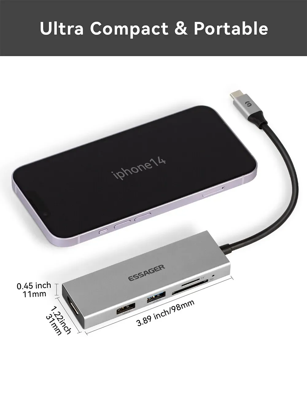 에사저 5-in-1 USB-C 4K HDMI 노트북 도킹 허브