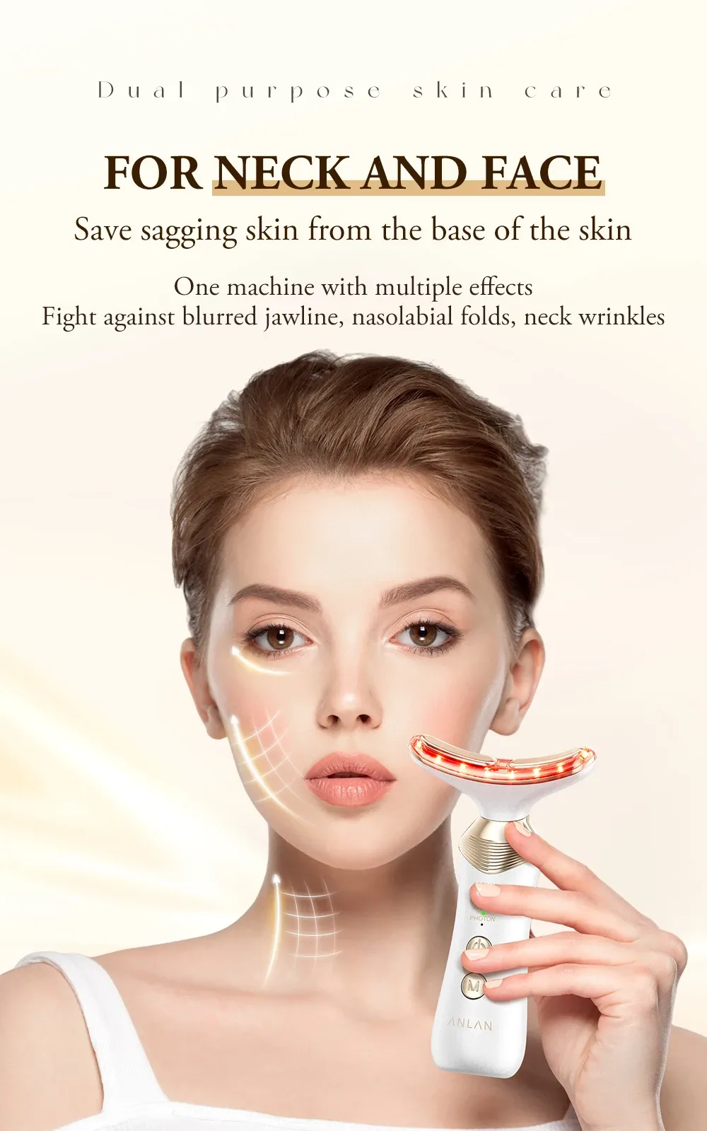 ANLAN 넥·페이스 EMS 광자 마사지기 24K 골드