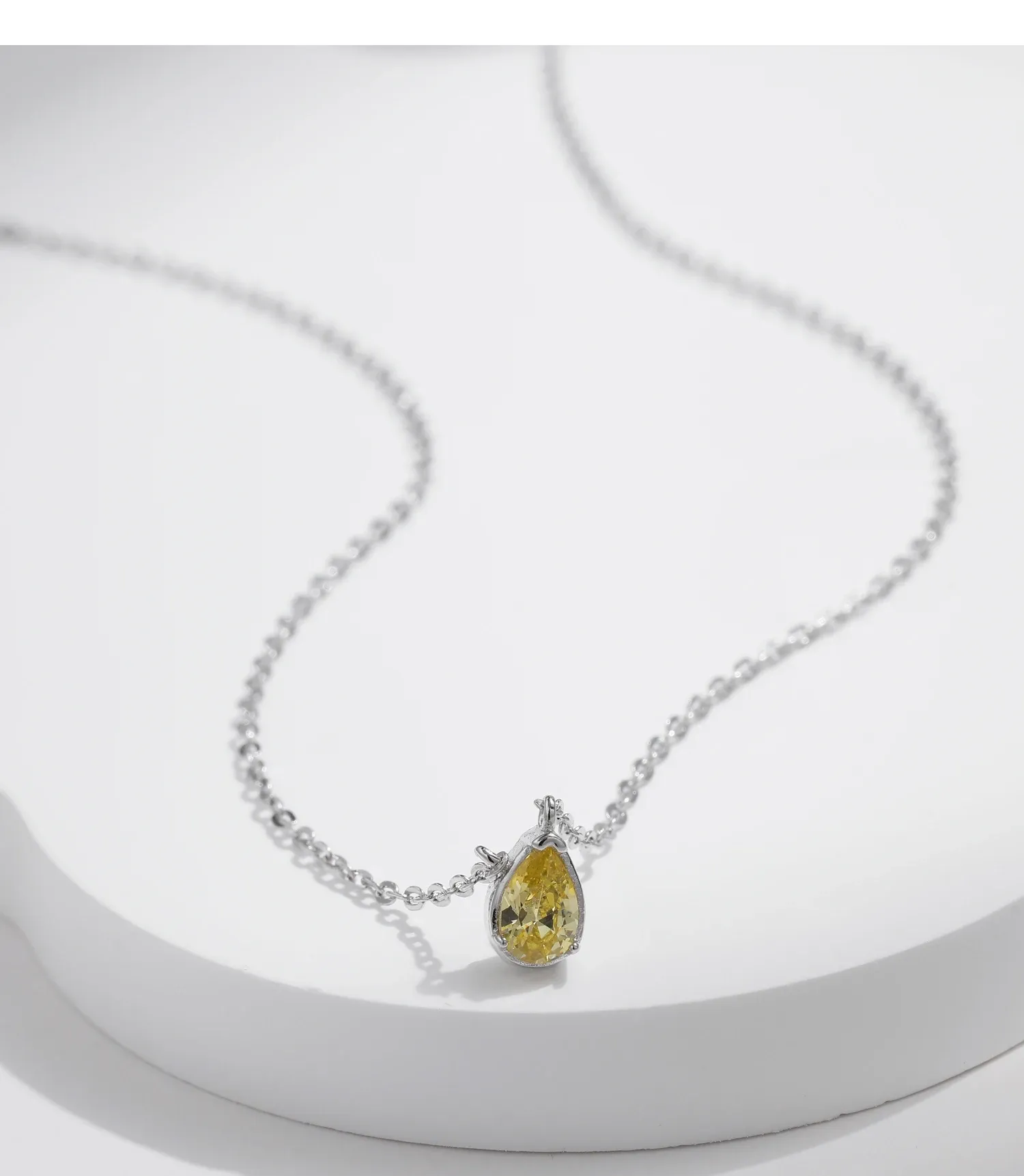 MODIAN 925 스털링 실버 물방울 지르코니아 펜던트 목걸이