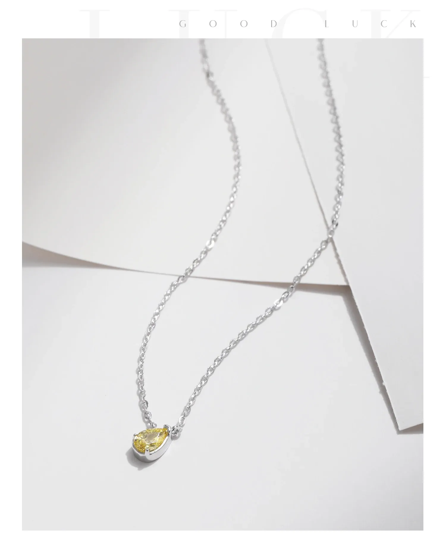 MODIAN 925 스털링 실버 물방울 지르코니아 펜던트 목걸이