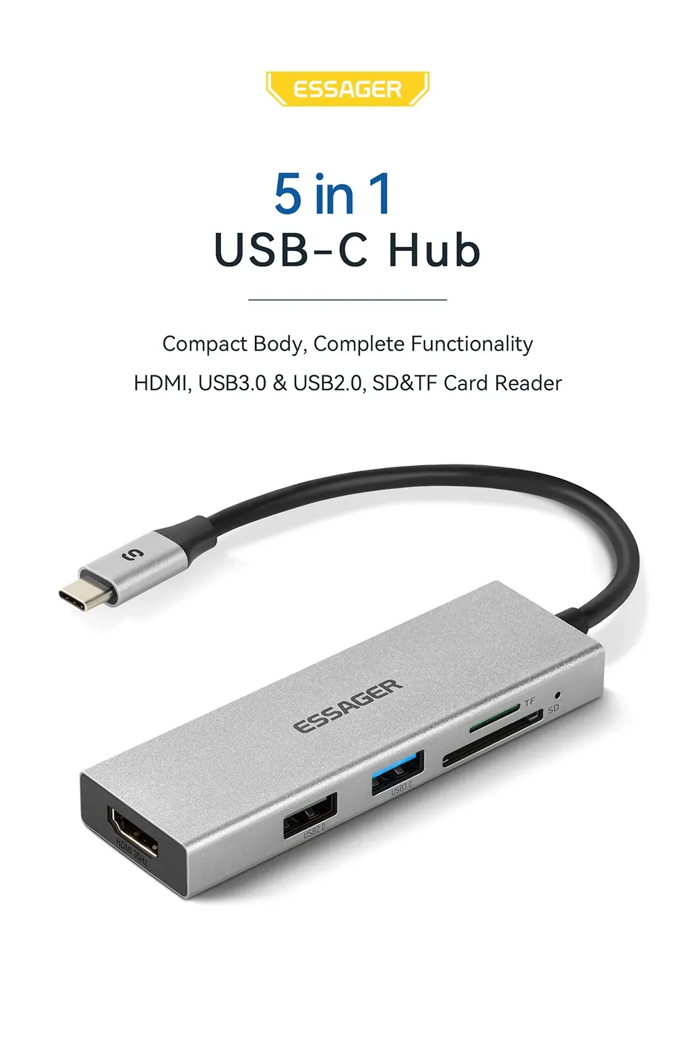 Essager 5-in-1 USB-C 4K HDMI 도킹 허브