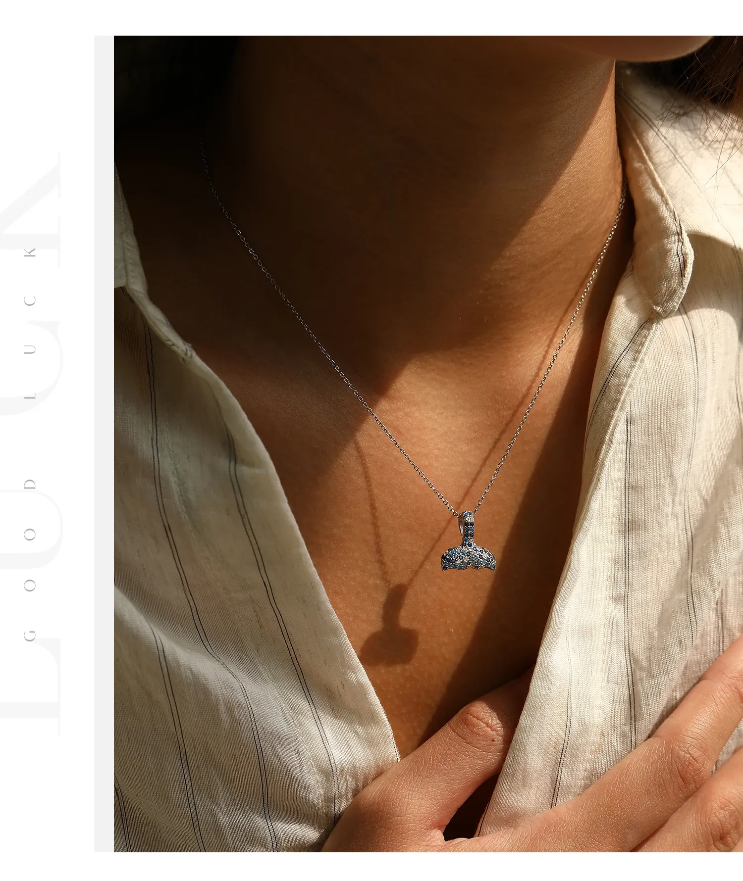 925 스털링 실버 인어꼬리 지르콘 펜던트 목걸이