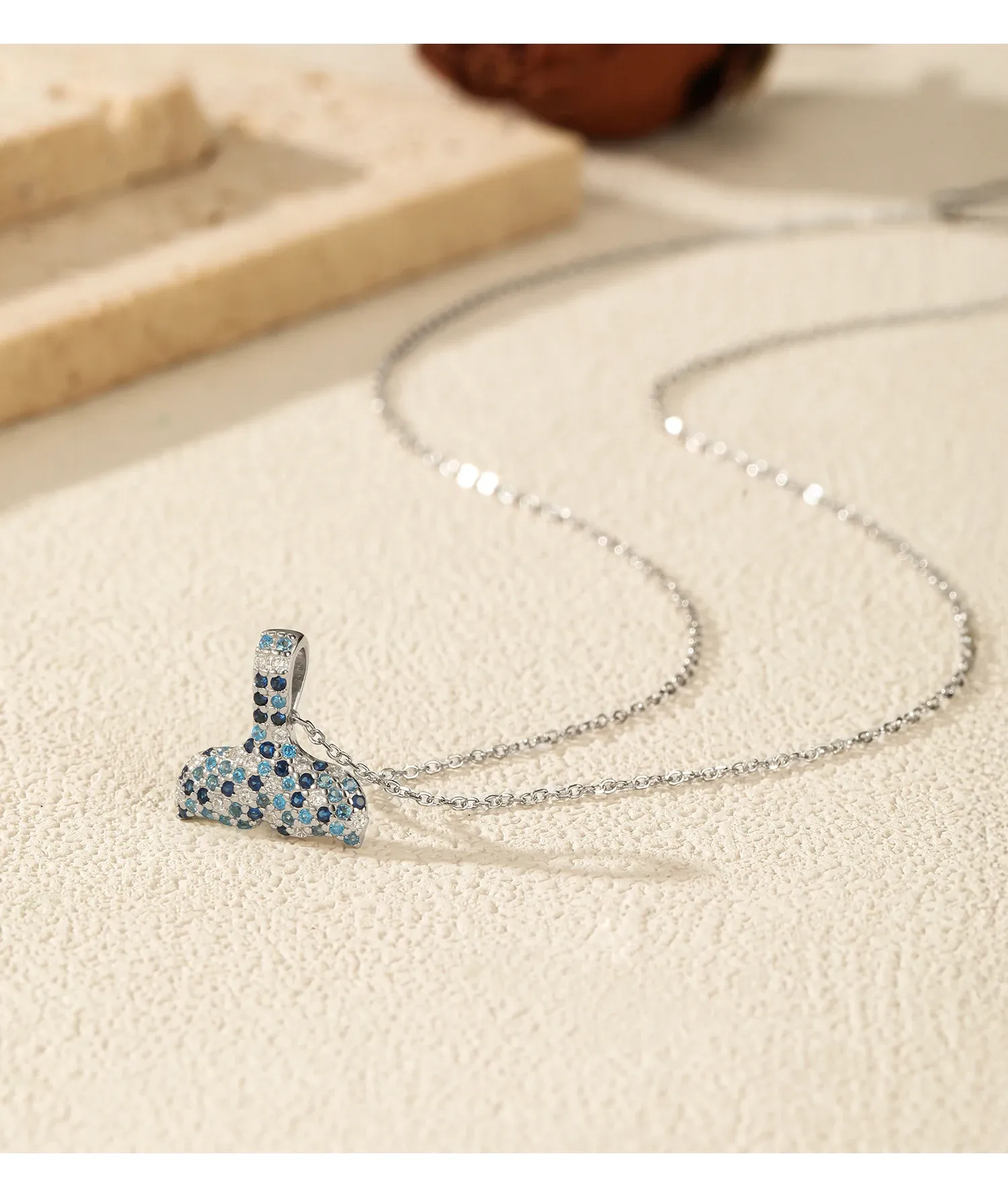 925 스털링 실버 인어꼬리 지르콘 펜던트 목걸이