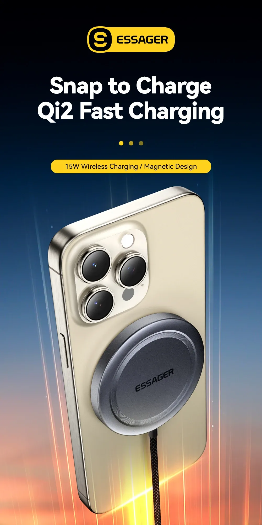 에사저 15W 자석형 무선 충전 스탠드