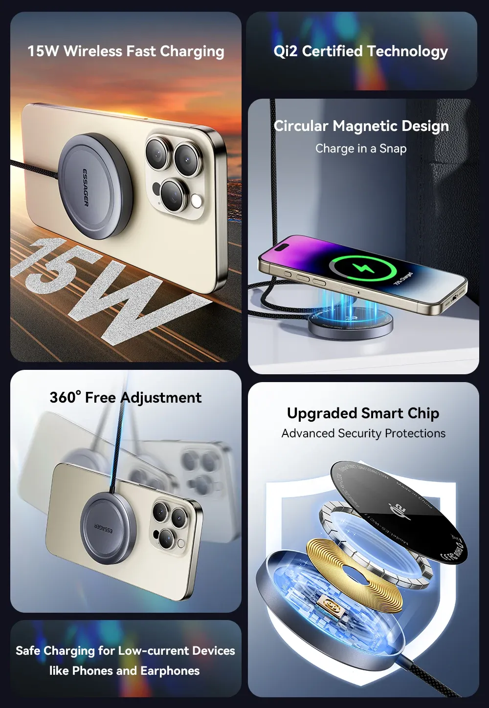 에사저 15W 자석형 무선 충전 스탠드