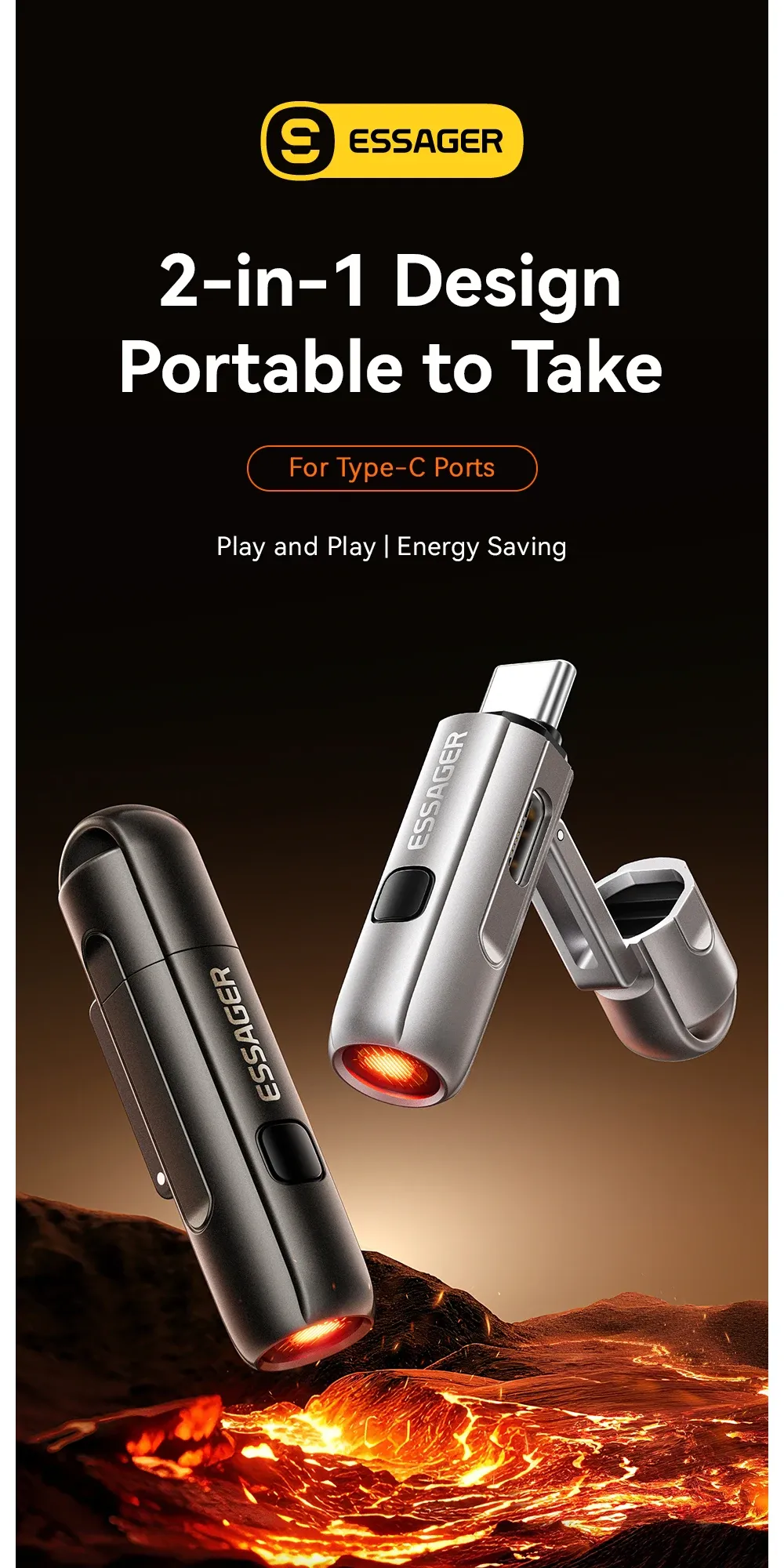 ESSAGER 타입-C 휴대용 미니 라이터 어댑터