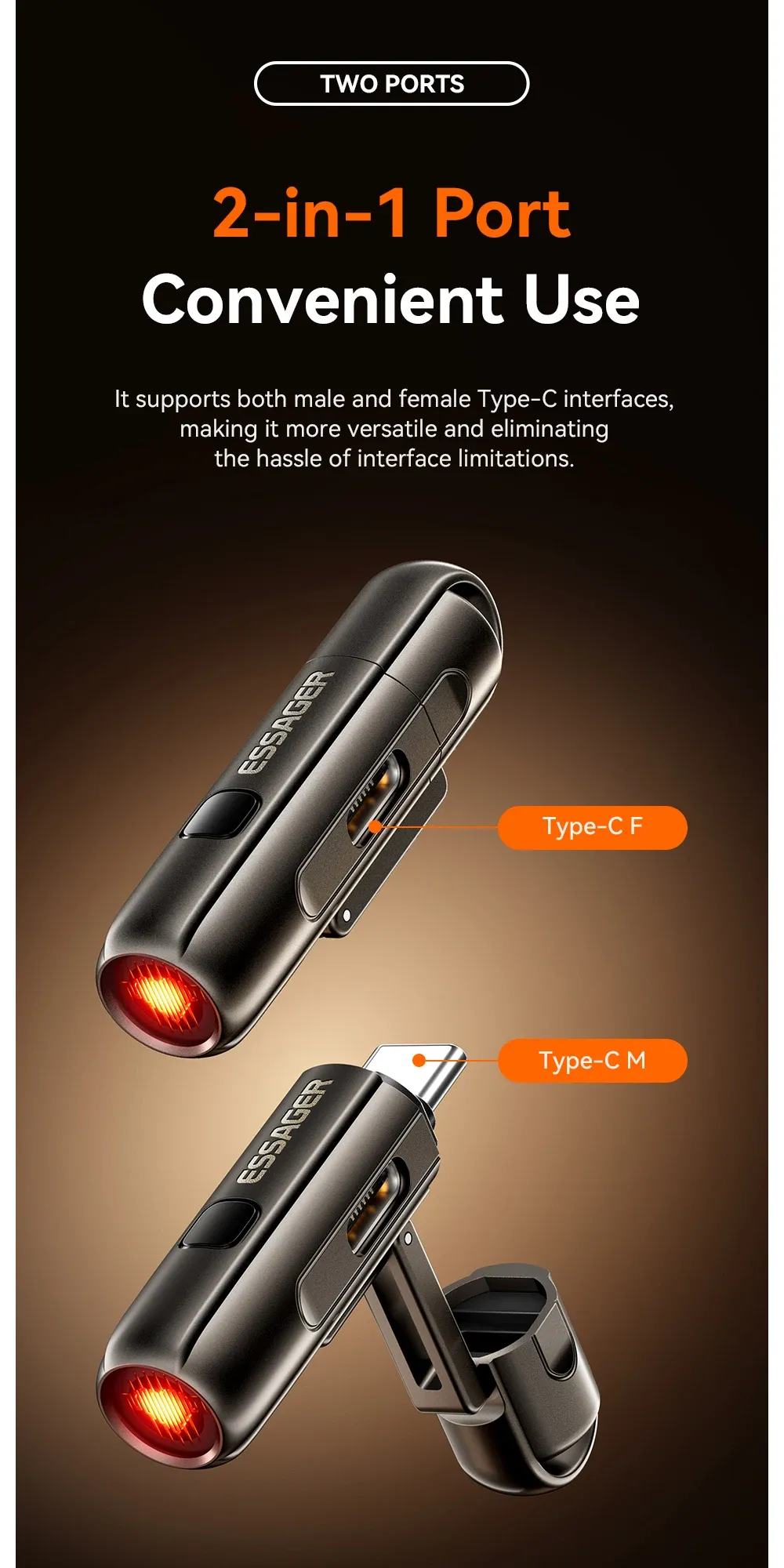 ESSAGER 타입-C 휴대용 미니 라이터 어댑터