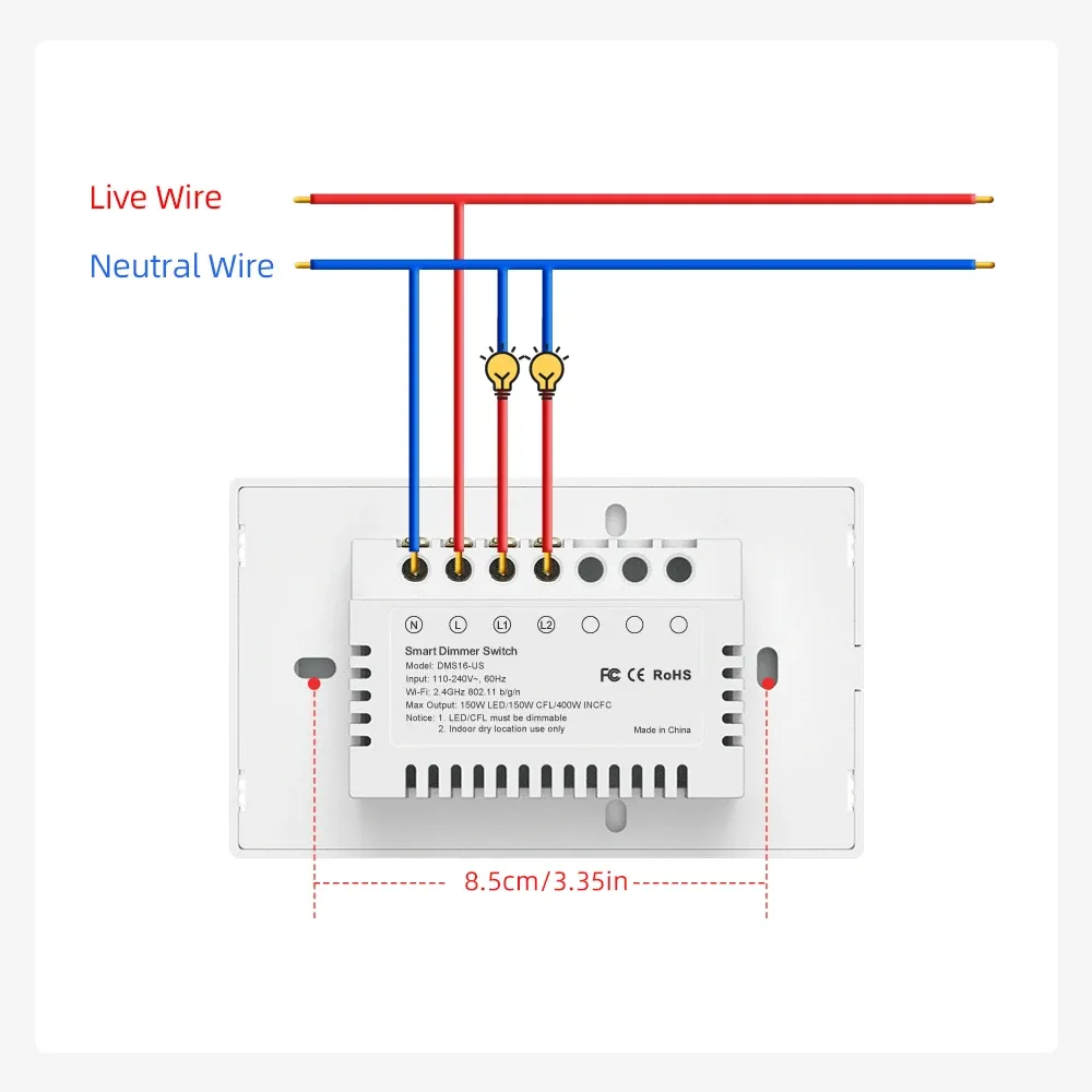 투야 WiFi 터치형 디머 벽스위치 1/2구 앱·음성 제어형