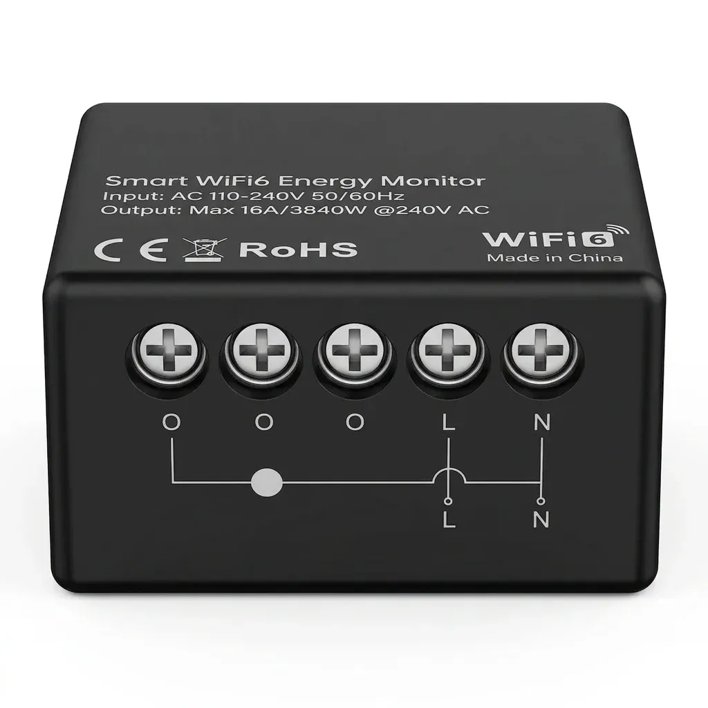 מודול מד אנרגיה חכם שחור Tuya WiFi