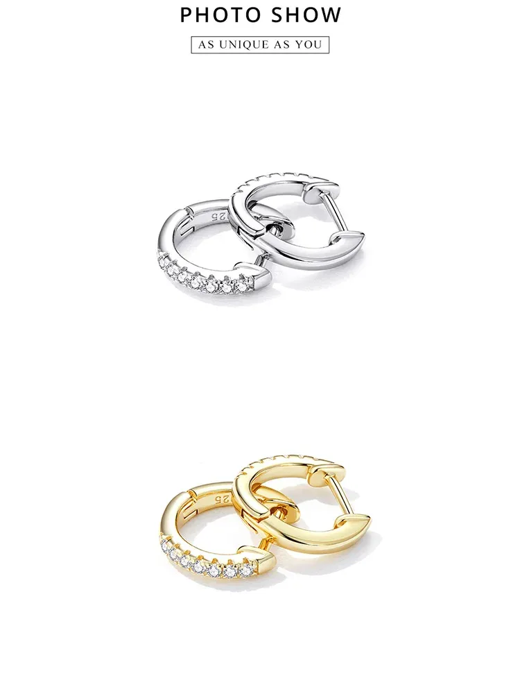 바모어 925 스털링 실버 지르콘 후프 귀걸이