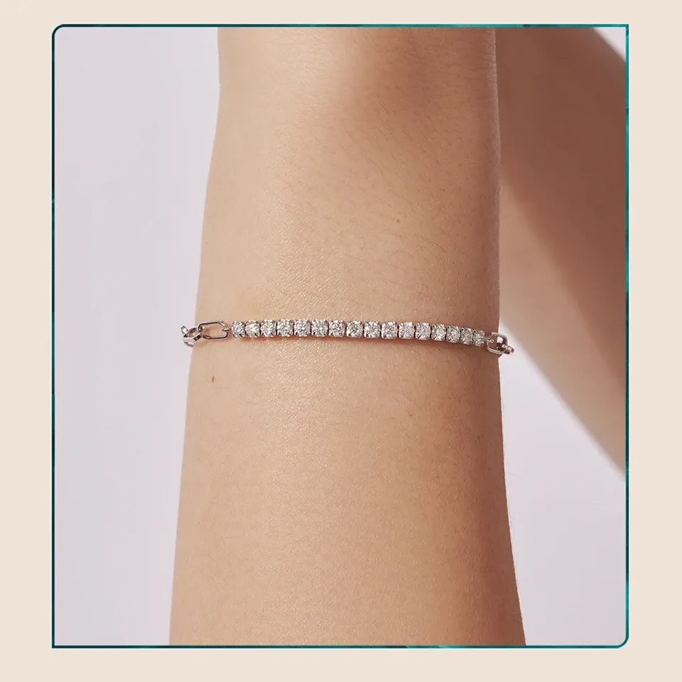 모이사나이트 페이퍼클립 조절 체인 팔찌