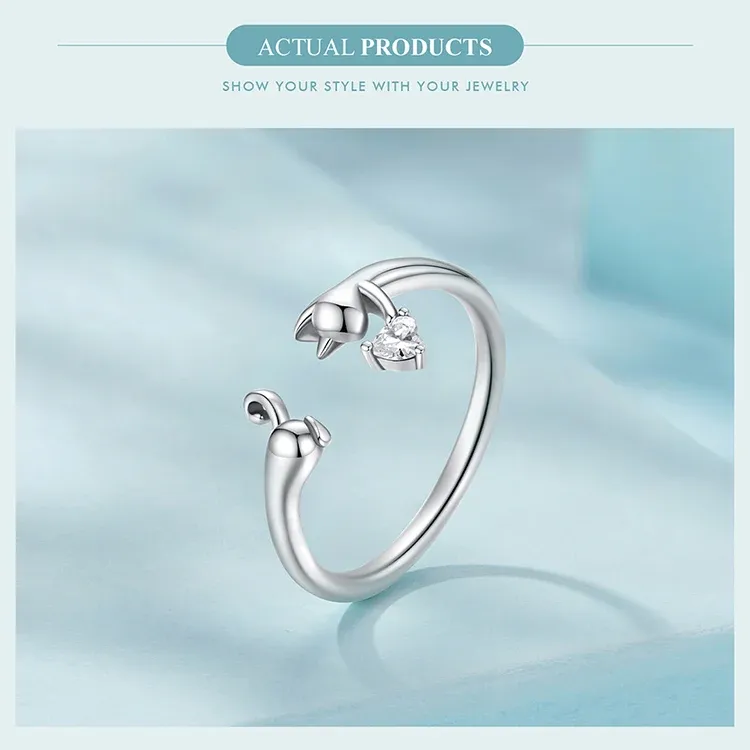 바모어 925 실버 닥스훈트 오픈 반지