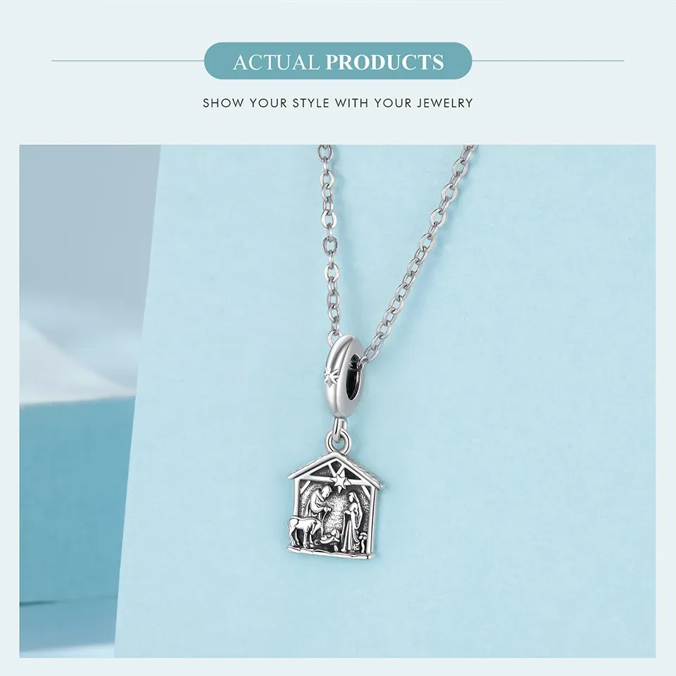 925 실버 예수 탄생 블루 아이 크로스 참