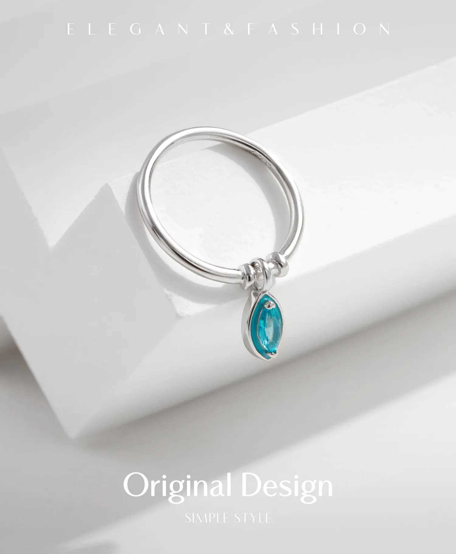 MODIAN 민트 에나멜 지르코니아 925 실버 반지