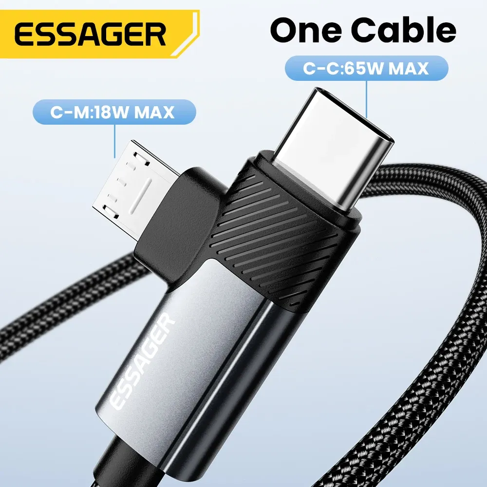 에사저 2in1 멀티포트 USB-C 65W 고속 충전 케이블