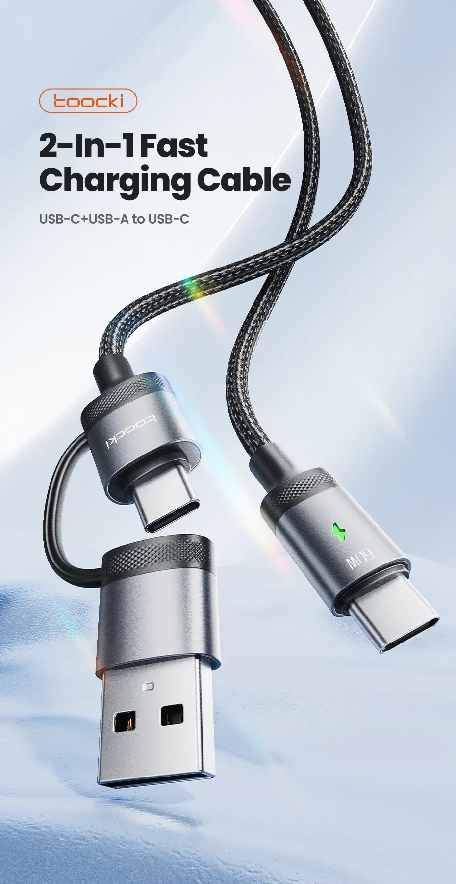 샤오미 투키 2in1 PD 60W USB-C 고속 충전 데이터 케이블