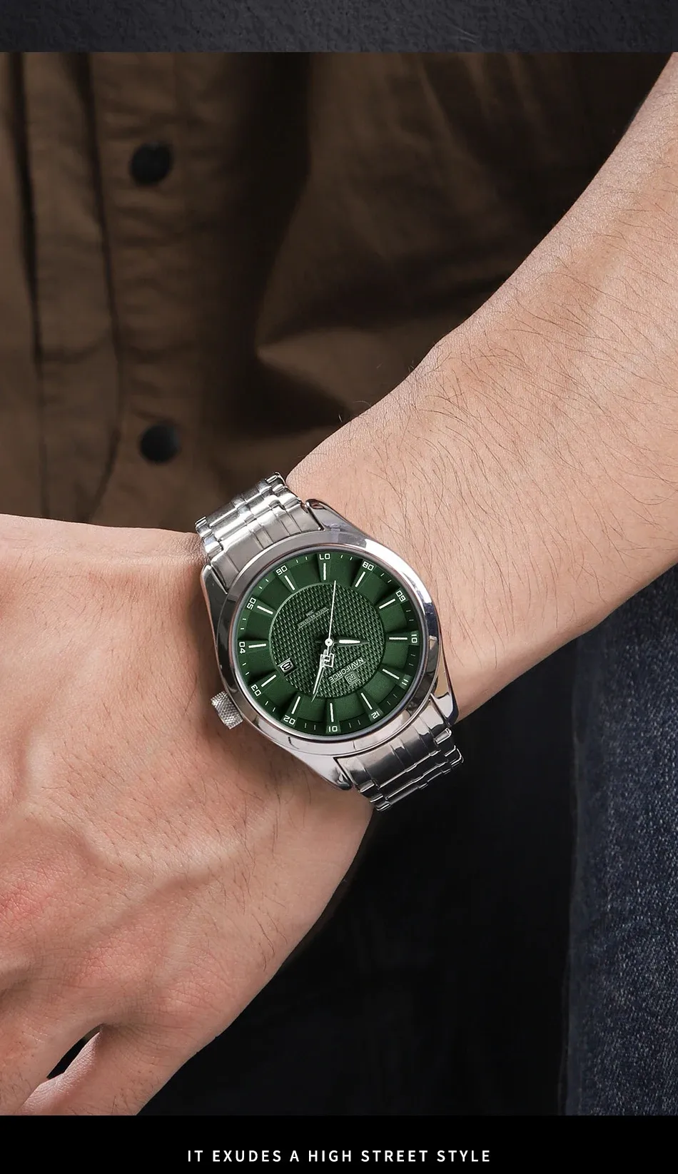 네비포스 8032 남성용 캘린더 쿼츠 손목시계