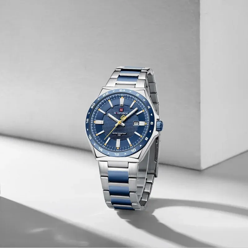 네비포스 NF9266 남성용 스틸 스포츠 캘린더 시계