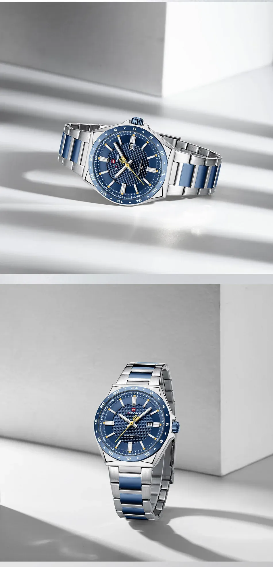 네비포스 NF9266 남성용 스틸 스포츠 캘린더 시계