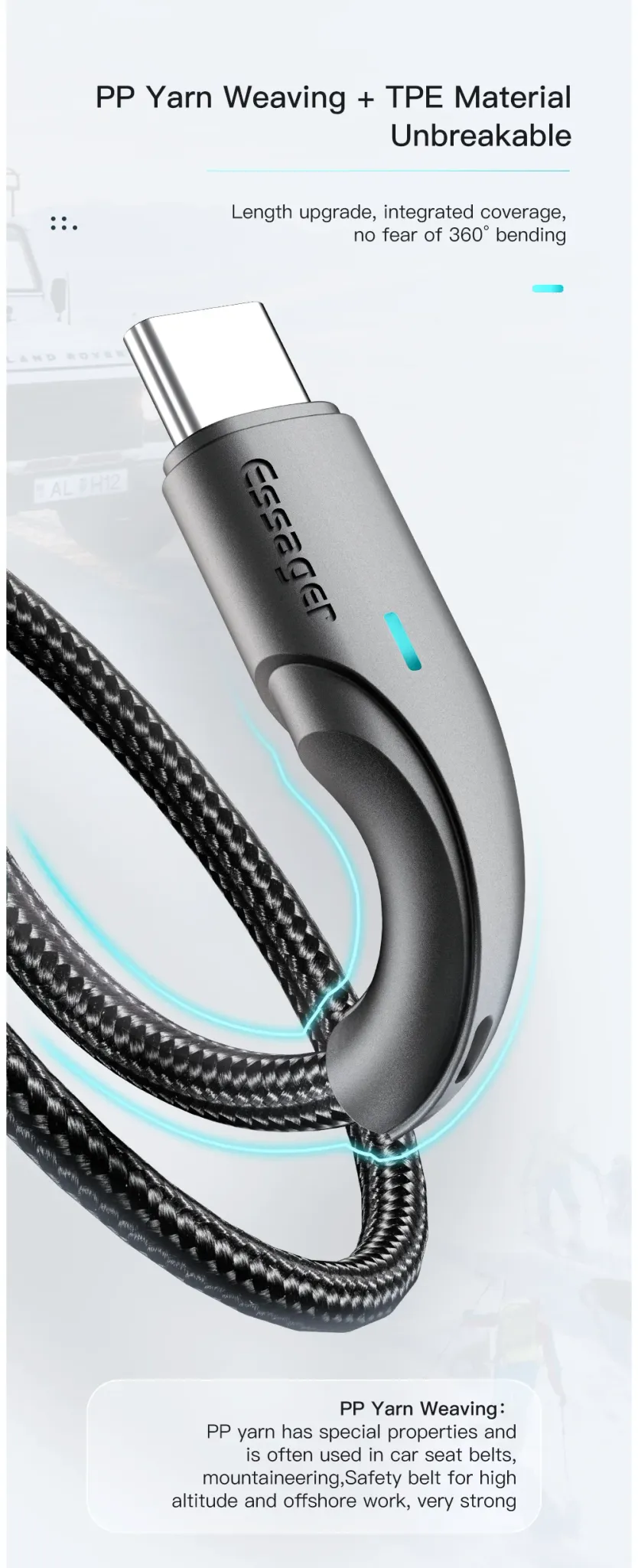 샤오미용 3A 패브릭 USB-C 고속 충전 케이블