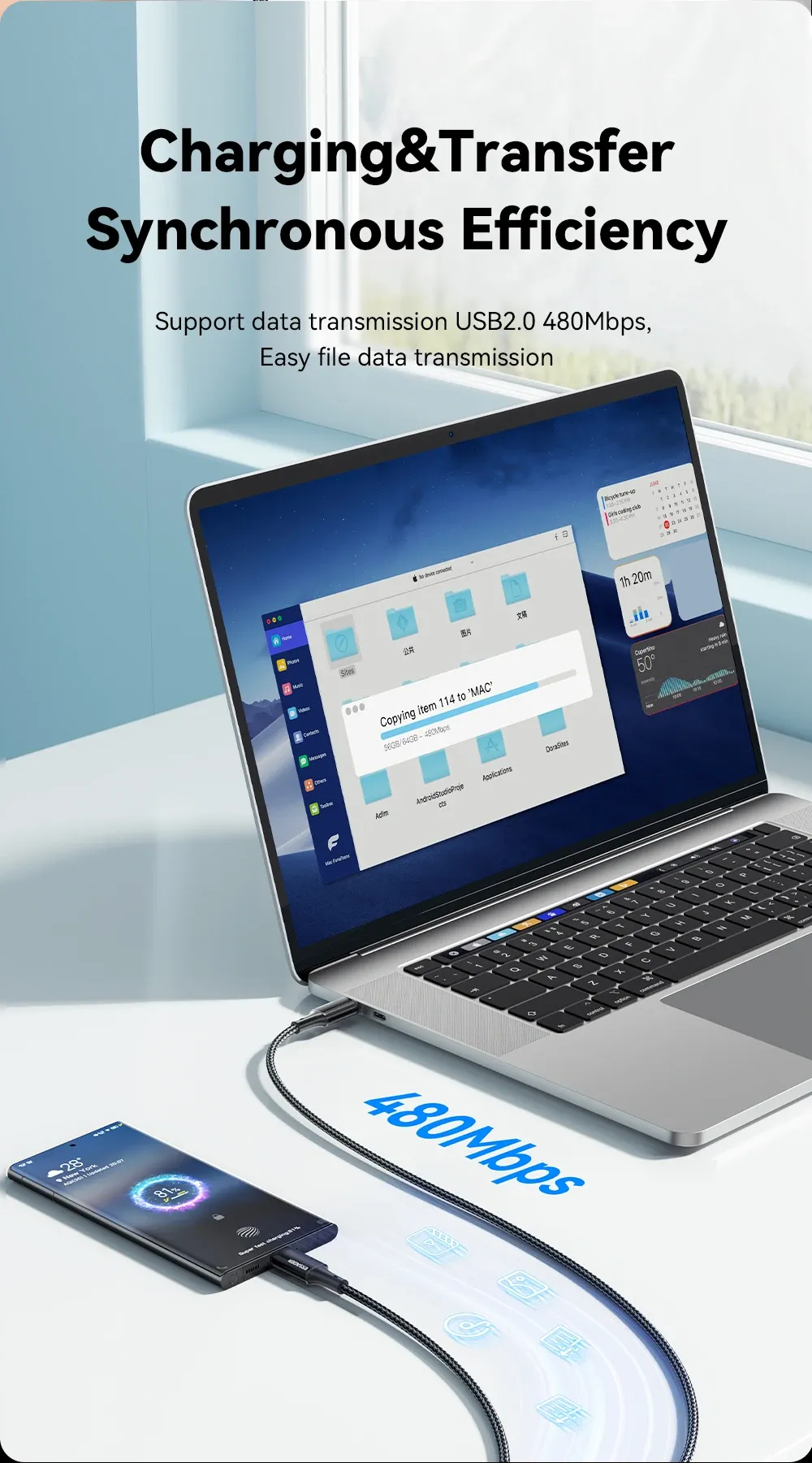 ESSAGER 100W USB-C 고속 충전 브레이드 케이블