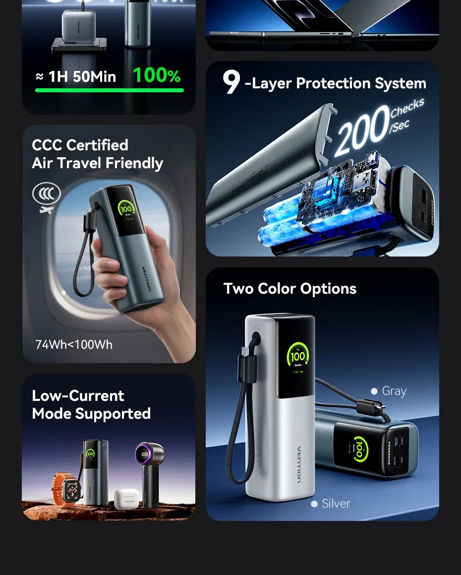 벤션 165W 2만mAh 디지털 디스플레이 보조배터리