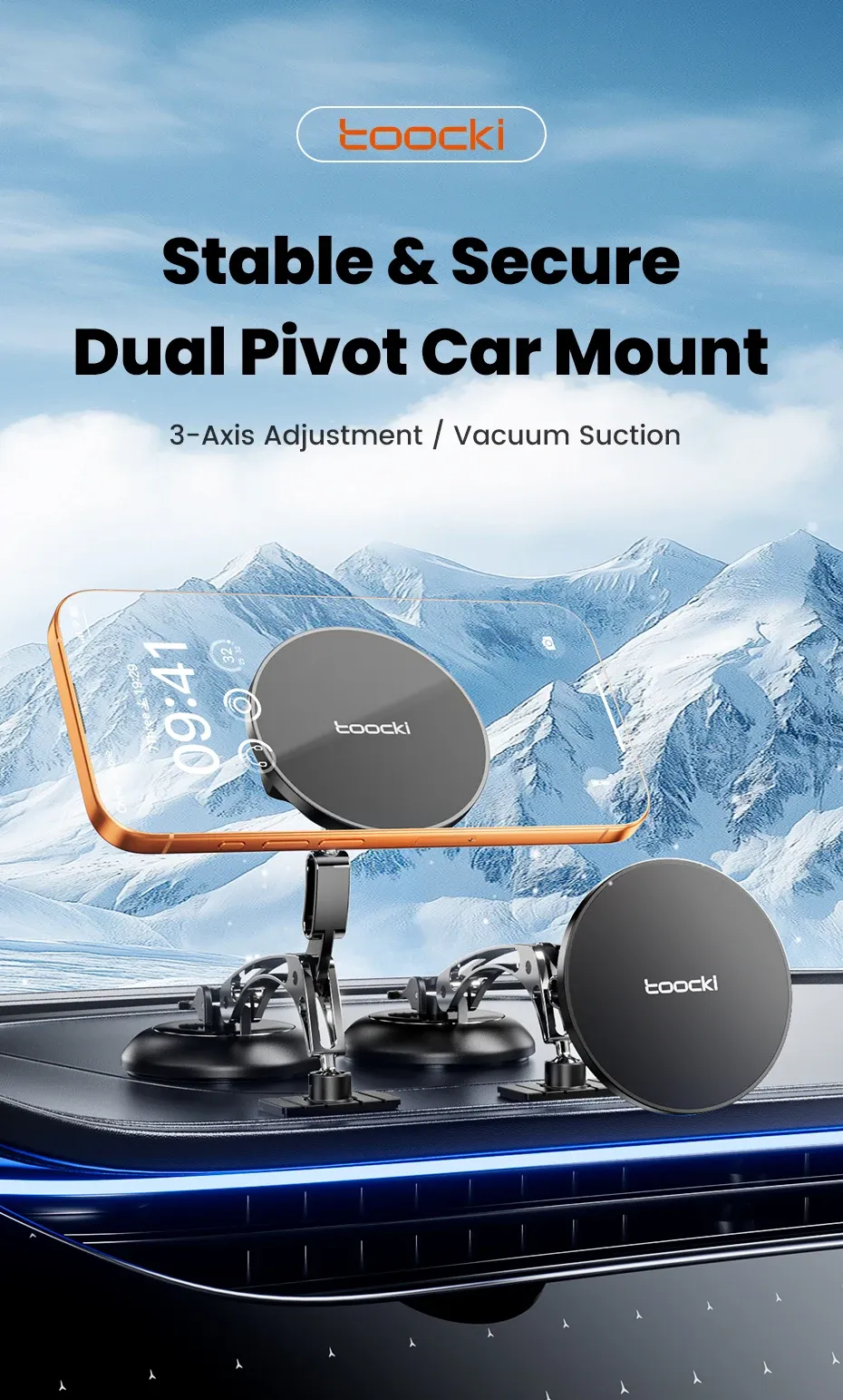 투키 듀얼 피봇 자석형 차량 무선충전 거치대