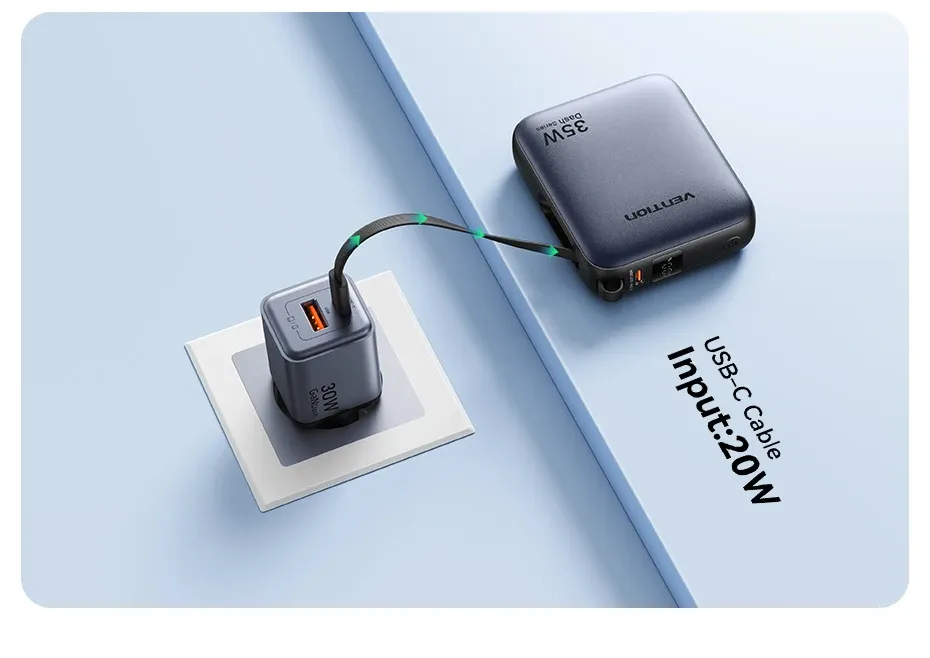 벤션 35W 미니 내장 케이블 보조배터리 10000mAh