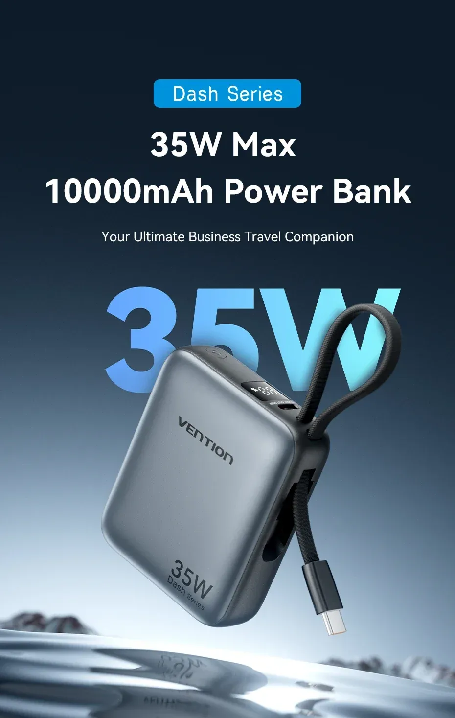 벤션 10000mAh 35W 내장 케이블 미니 보조배터리