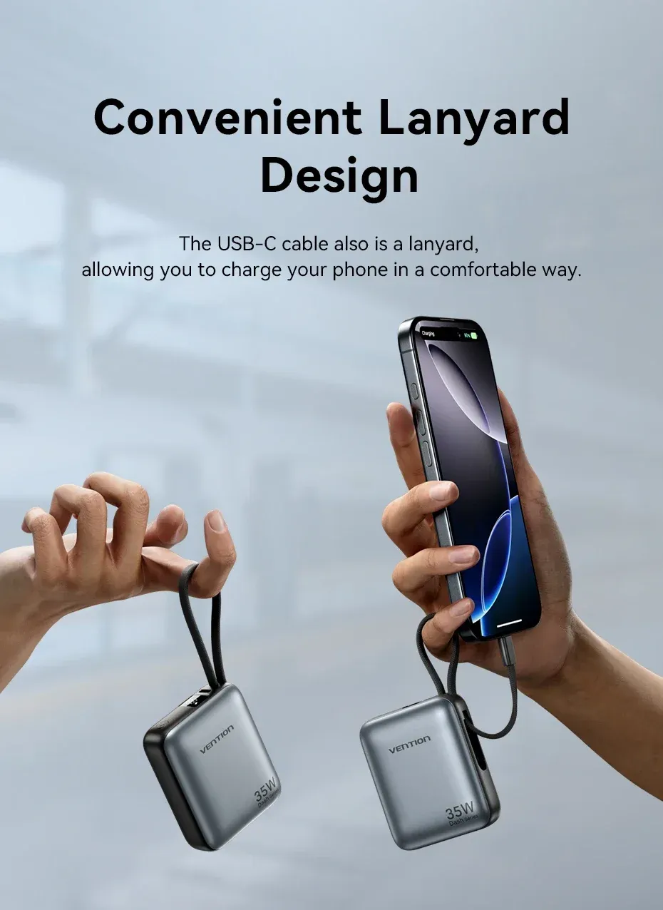 벤션 10000mAh 35W 내장 케이블 미니 보조배터리