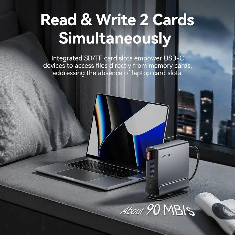 벤션 15포트 USB-C 트리플 모니터 도킹 허브