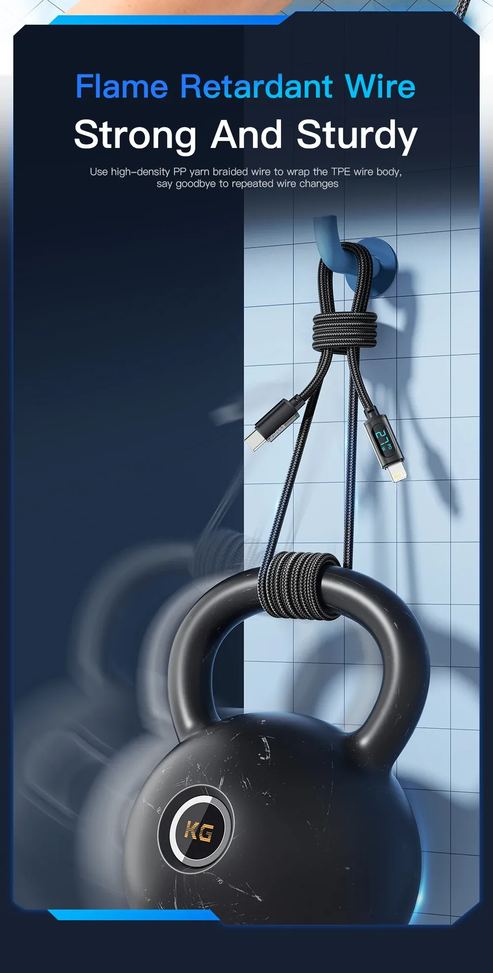 에사저 USB-A to 라이트닝 LED 표시 고속 충전 케이블