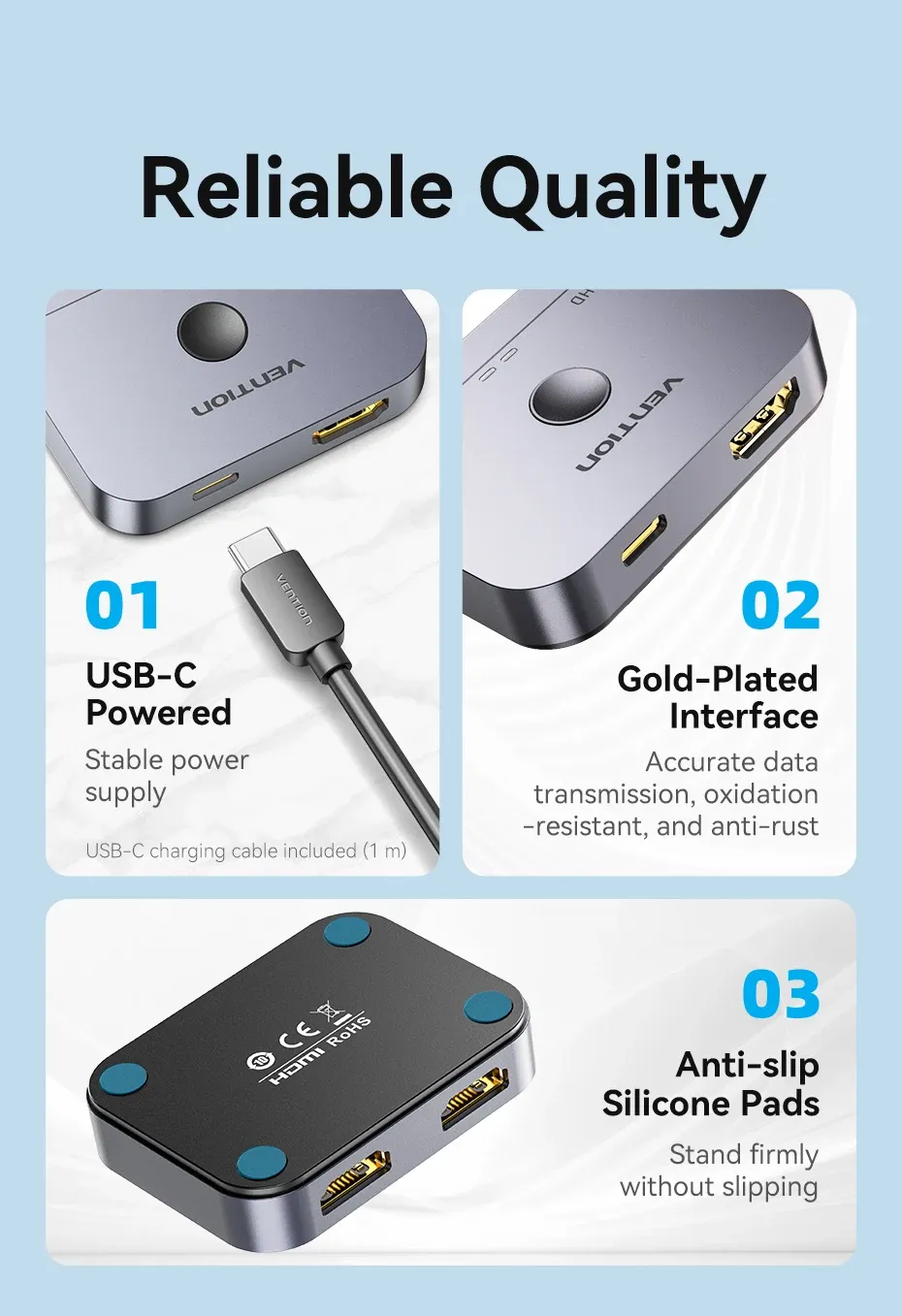 벤션 HDMI 2.1 양방향 2대1 스위처 8K 60Hz