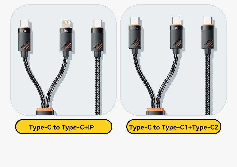 ESSAGER 2in1 USB-C 라이트닝 고속충전 케이블