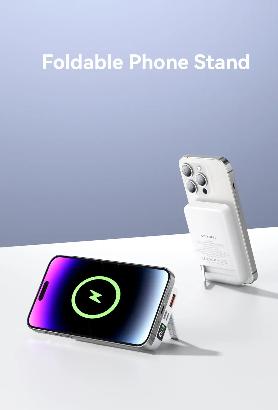 벤션 마그네틱 무선 고속 충전 미니 보조배터리 10000mAh