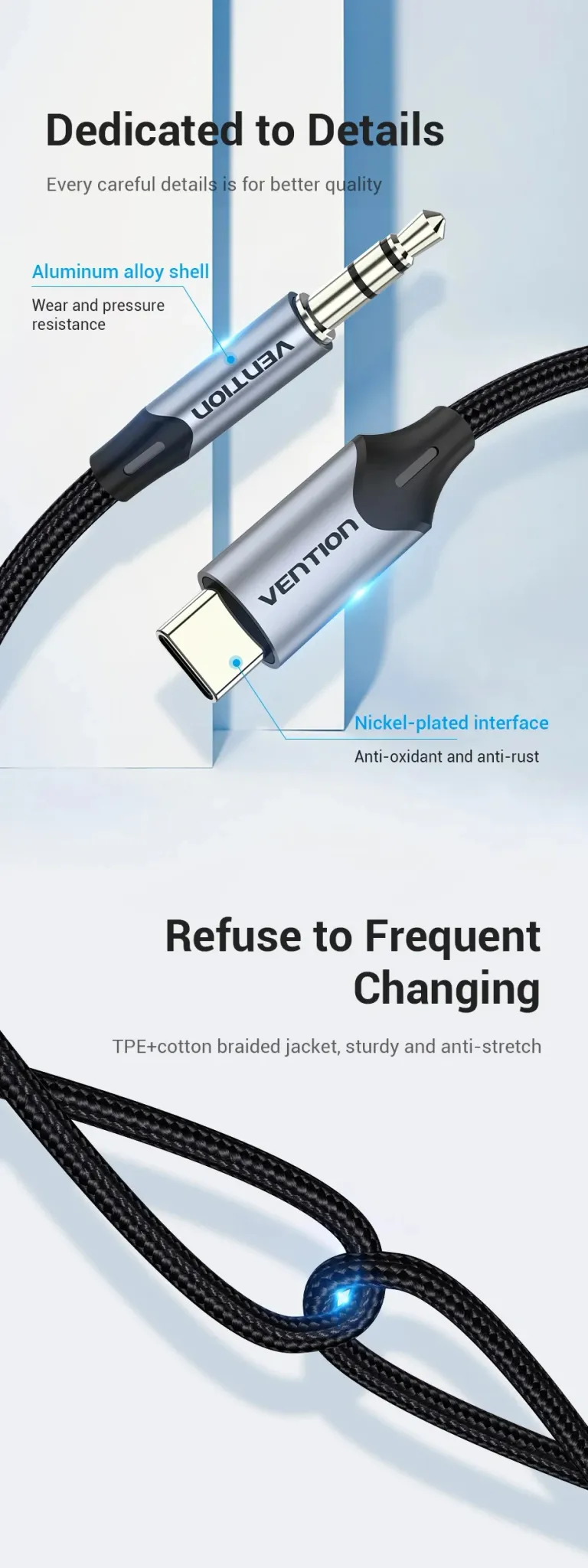 벤션 USB-C to 3.5mm AUX 오디오 어댑터 케이블