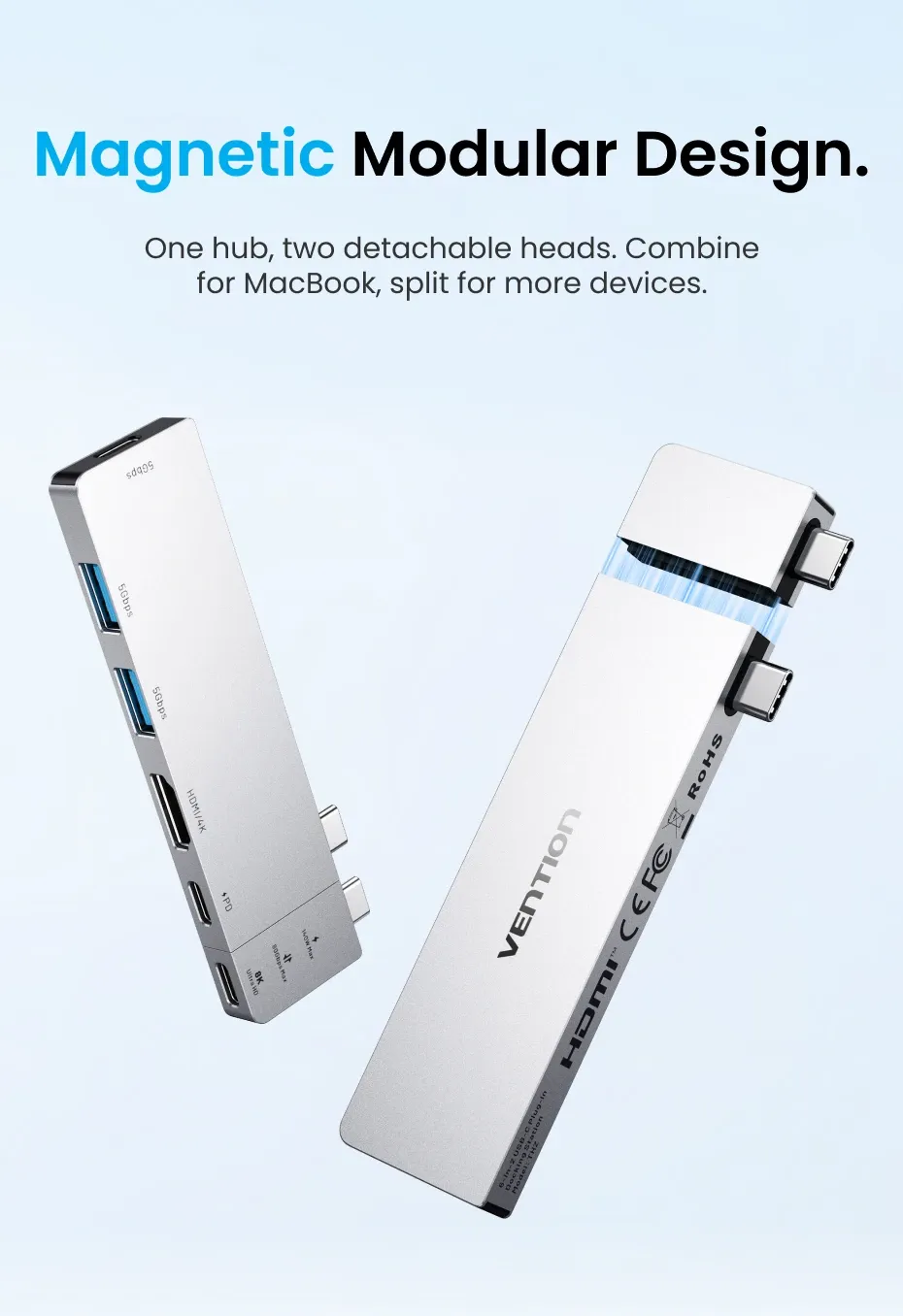 벤션 6포트 USB-C 썬더볼트 4 도킹 허브